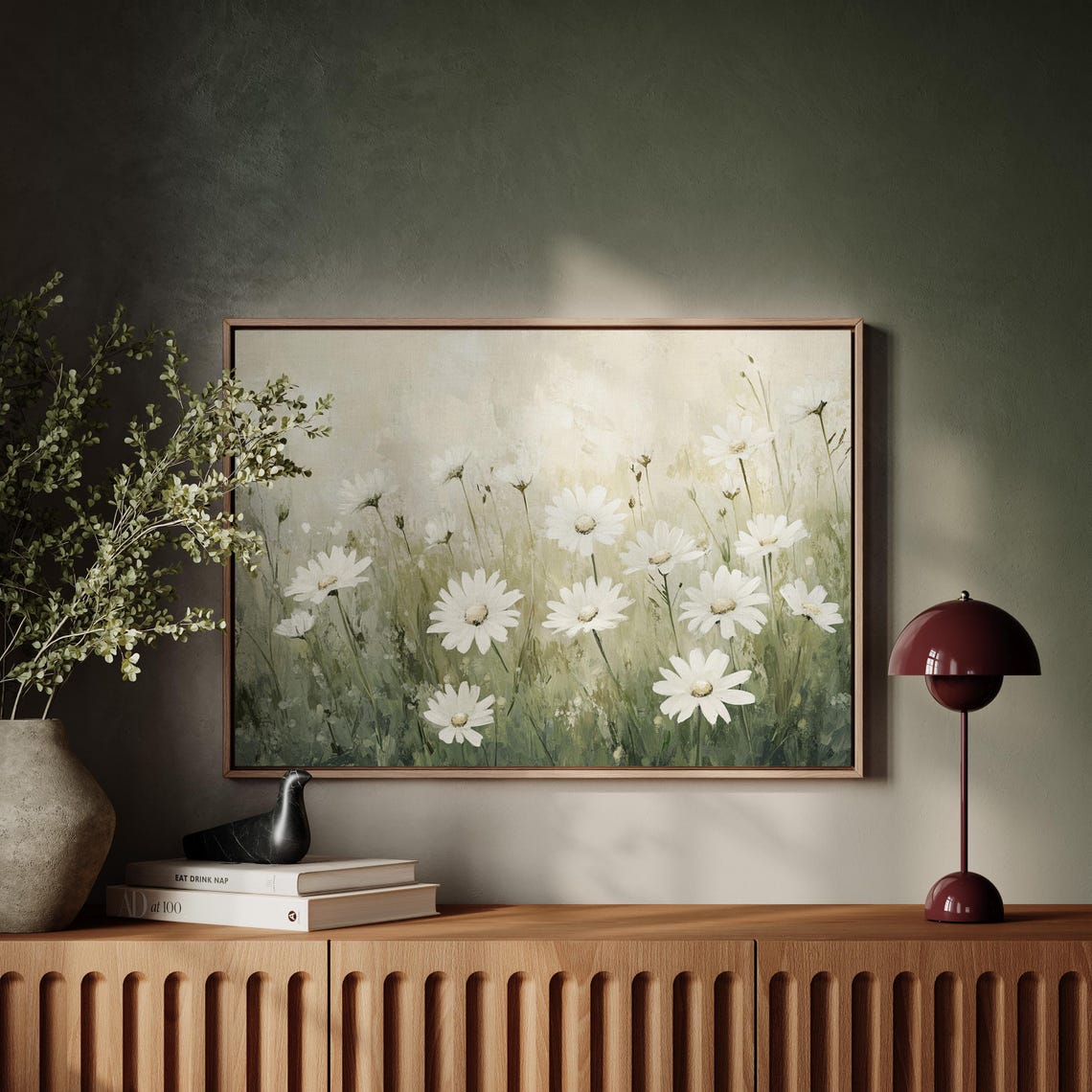 Serene White Daisy Wildflower Meadow Nature Botanical Wall Art
