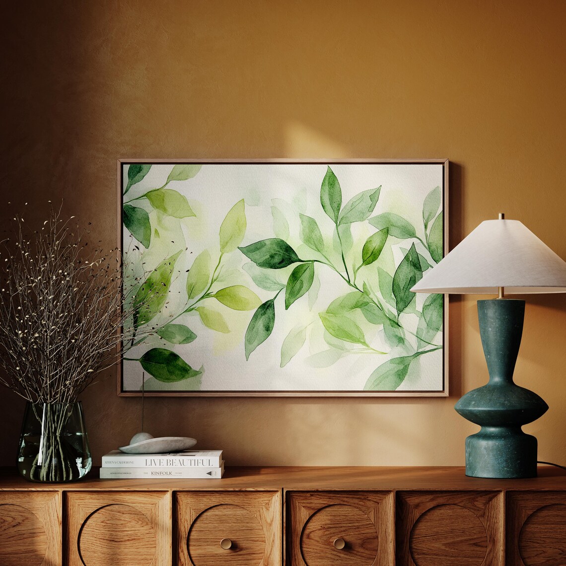 Green Watercolor Leaves Botanical Wall Art - Image 3