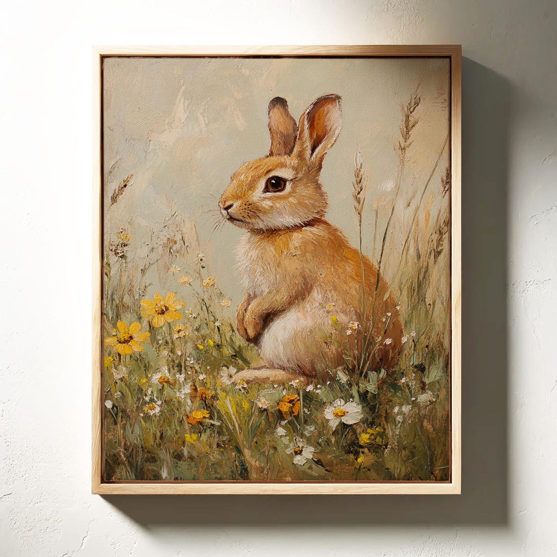 Orange Rabbit Sitting in Wildflower Meadow Cute Bunny Art Print - Image 5