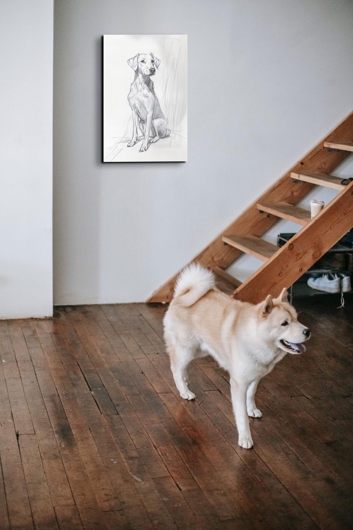 Labrador Retriever Pencil Sketch Sitting Dog Portrait Art Poster - Image 3
