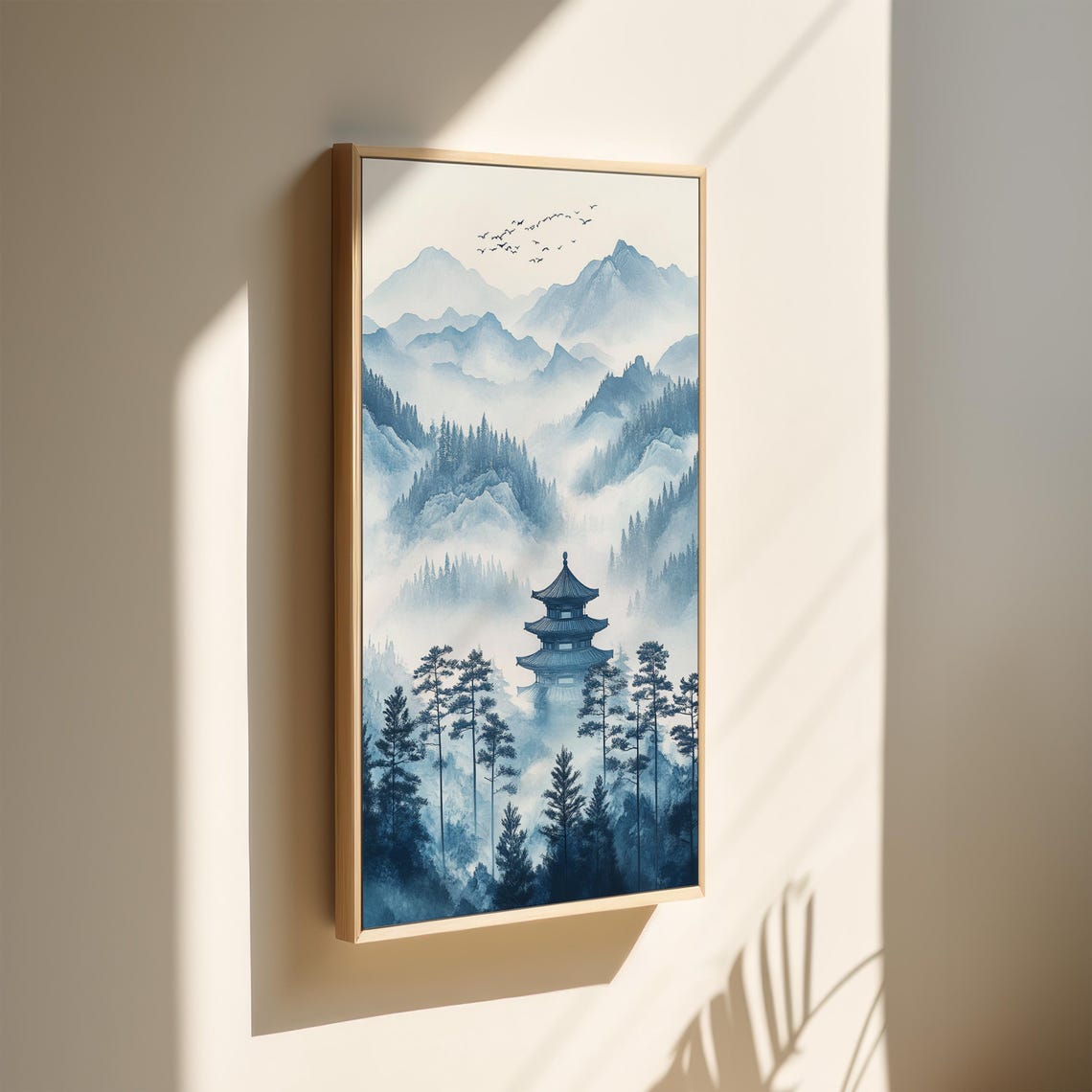 Pagoda Among Misty Blue Mountains Pine Trees Asian Landscape Poster - Image 4