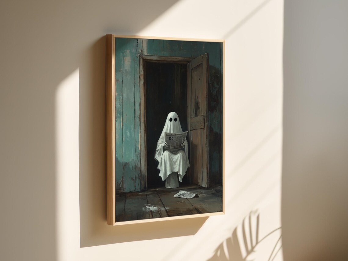 Ghostly Humor Bathroom Art, Quirky Halloween Decor - Image 4