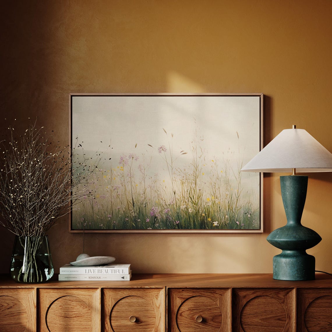Soft Wildflower Field Neutral Botanical Serene Vintage Art Poster - Image 4