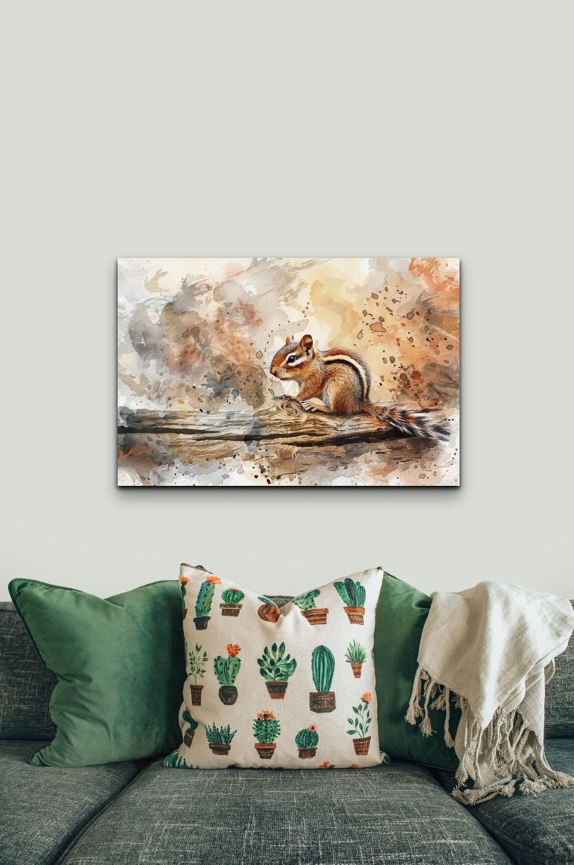 Chipmunk Watercolor Portrait Warm Woodland Wildlife Art Poster - Image 5
