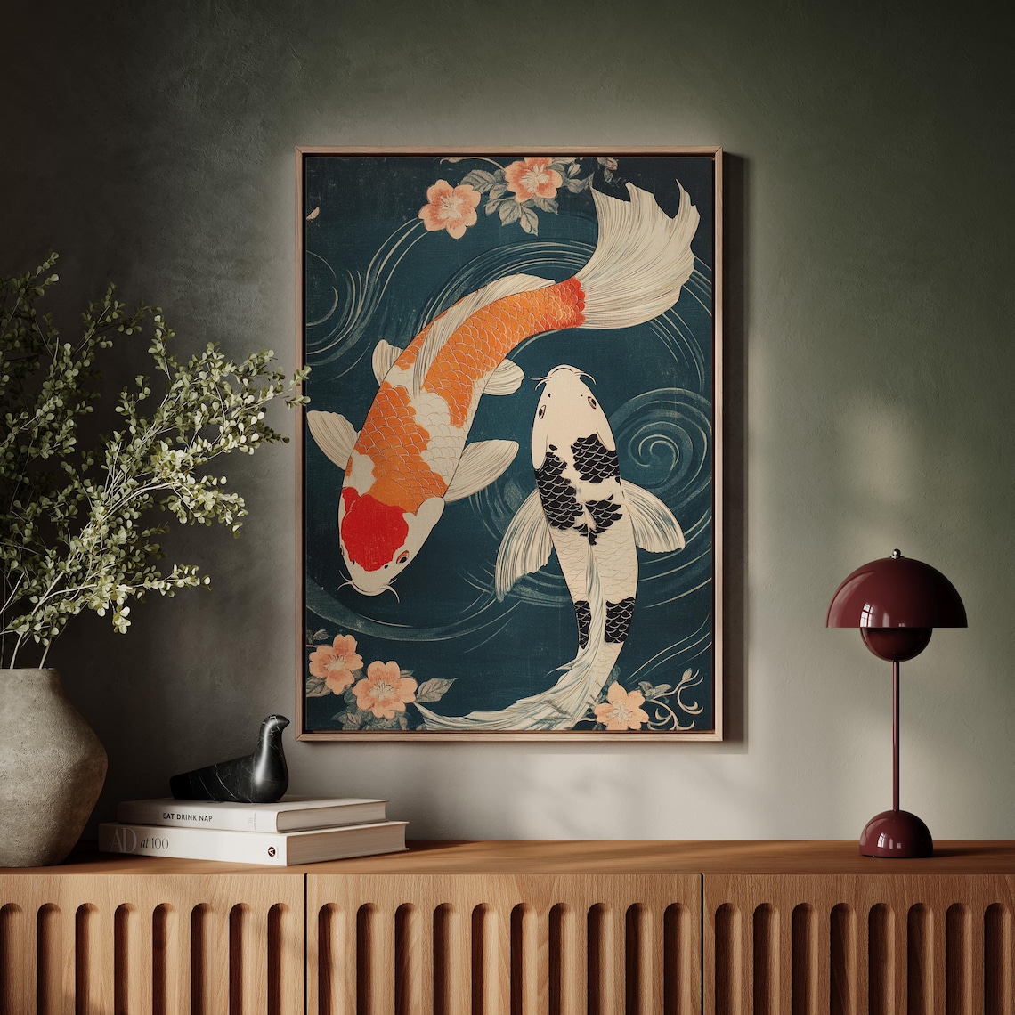 Japanese Koi Fish Art, Elegant Yin Yang Symbolism - Image 7