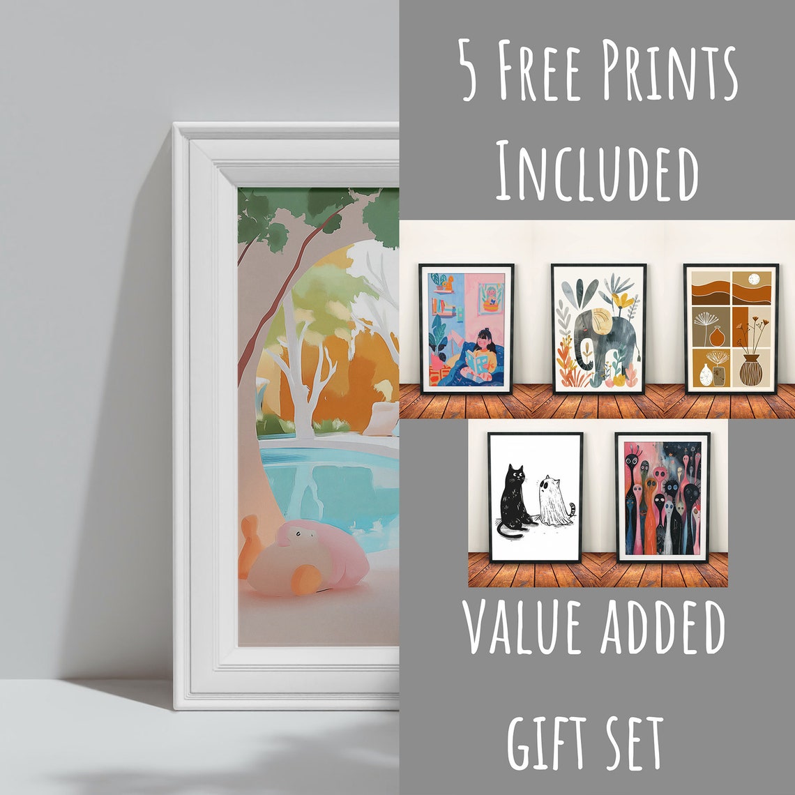 Dreamy Pastel Pool Arch Sunlit Patio Modern Oasis Wall Art Print - Image 3