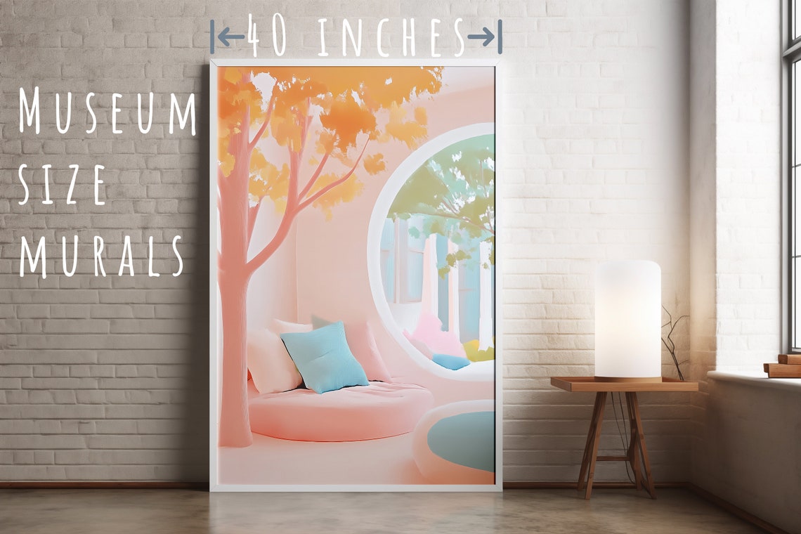 Pastel Pool Living Room Dreamy Living Room Teenage Room Decor Dreamy Aesthetic Quirky Illustration Gouache Painting Dopamine Decor - Image 5
