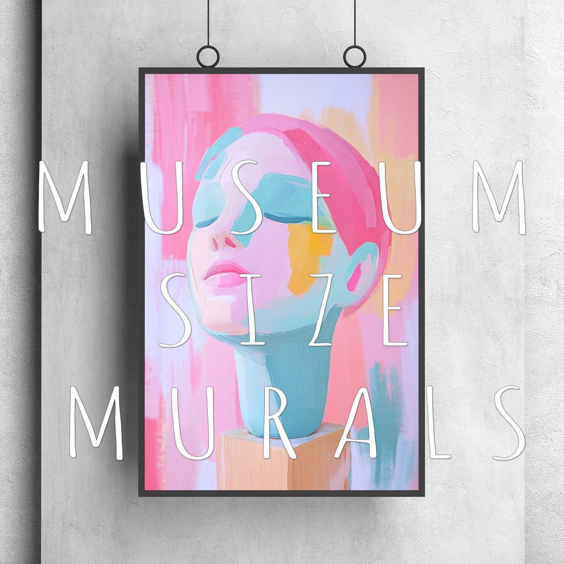 Abstract Woman Bust Pastel Pink Teal Feminine Sculpture Art Poster - Image 3