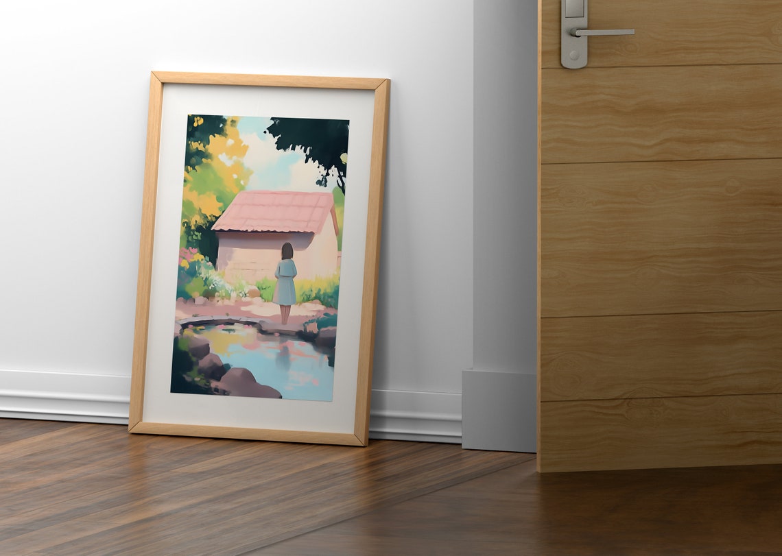 Lake Scene Pastel Autumn Lake Painting Autumn Oil Painting Fall Oil Painting Tranquil Nature Fall Lake Painting Fall Foliage Print - Image 2