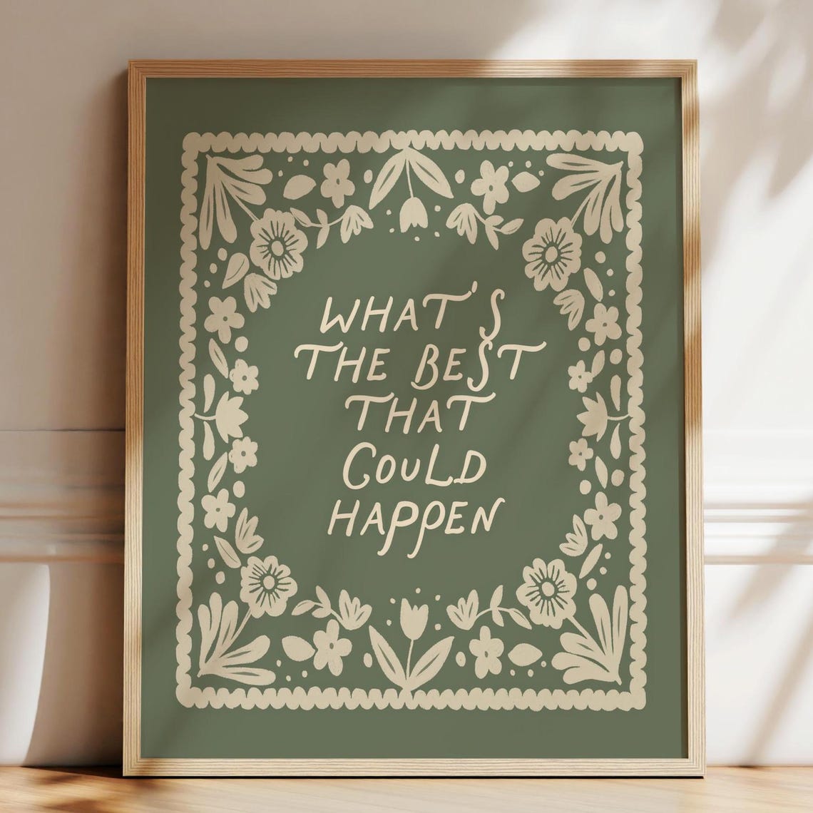 Inspirational Quote Print Whats The Best That Could Happen Motivational Wall Art Positive Thinking Home Dcor
