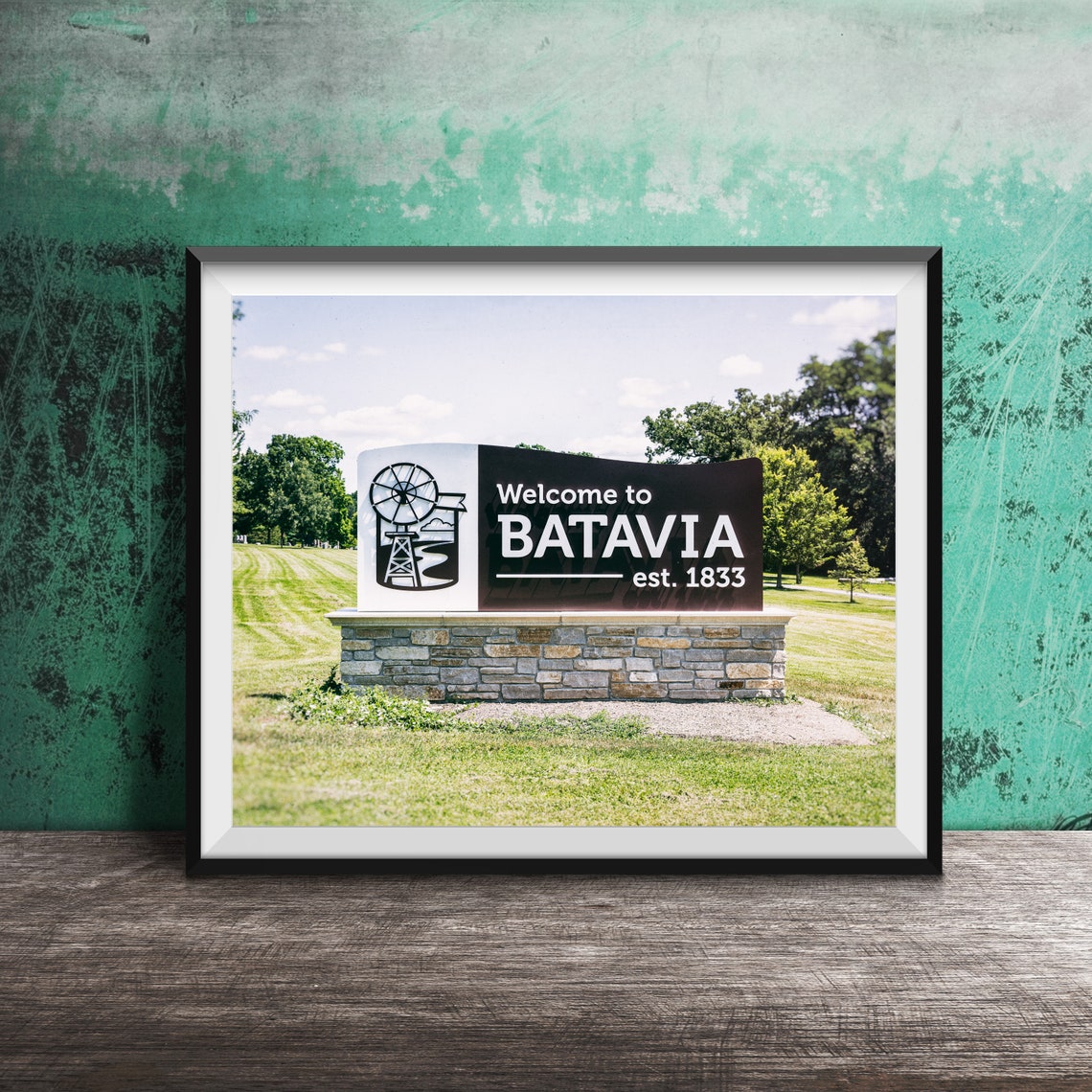 Welcome To Batavia Illinois Monument Town Sign Est 1833 Poster