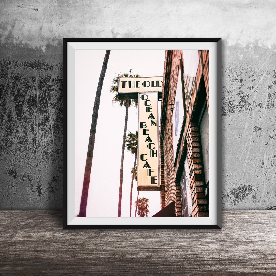 The Old Ocean Beach Cafe San Diego Palm Trees Sunny Day Poster