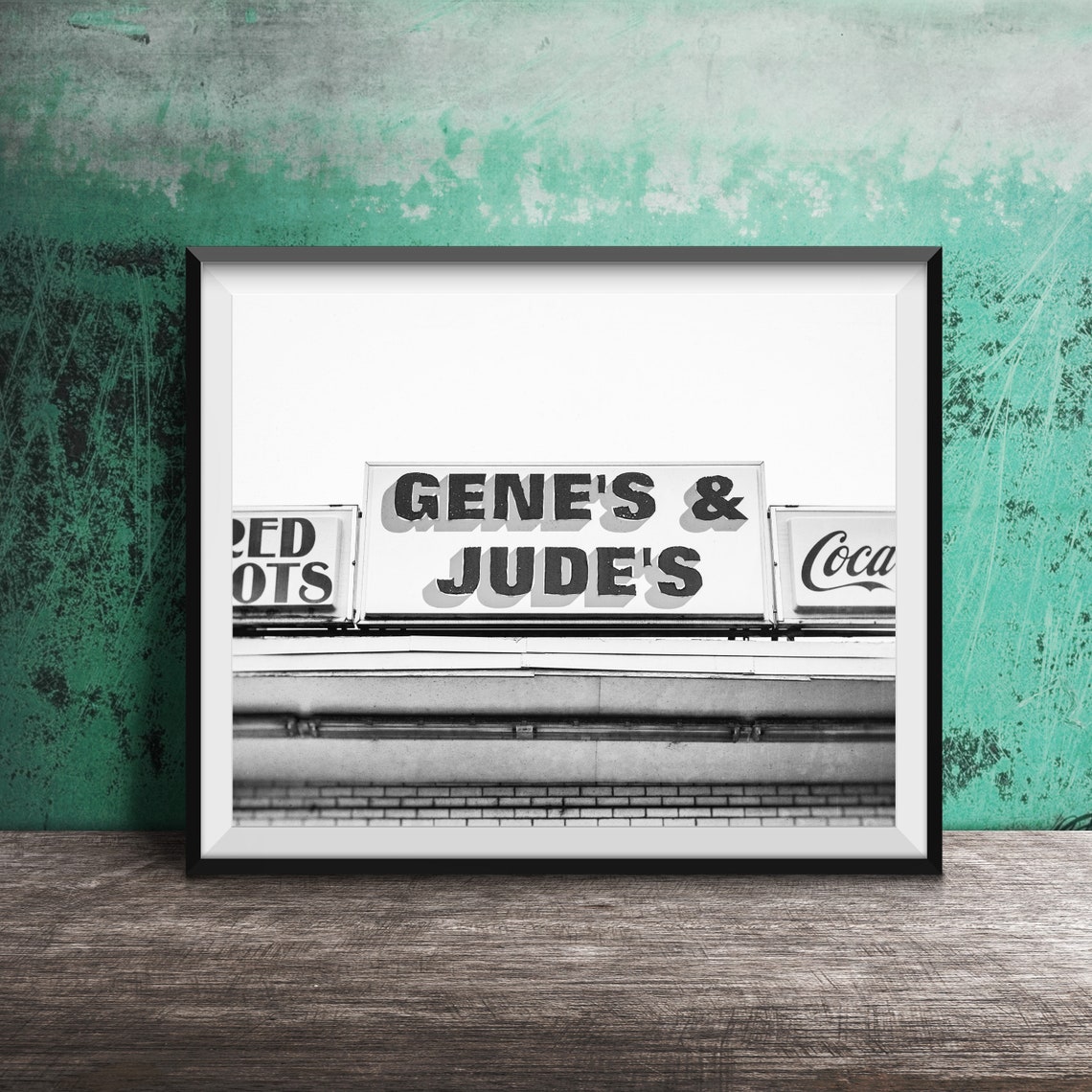 Gene's and Jude's Hot Dogs Red And Yellow Roadside Sign Poster - Image 2