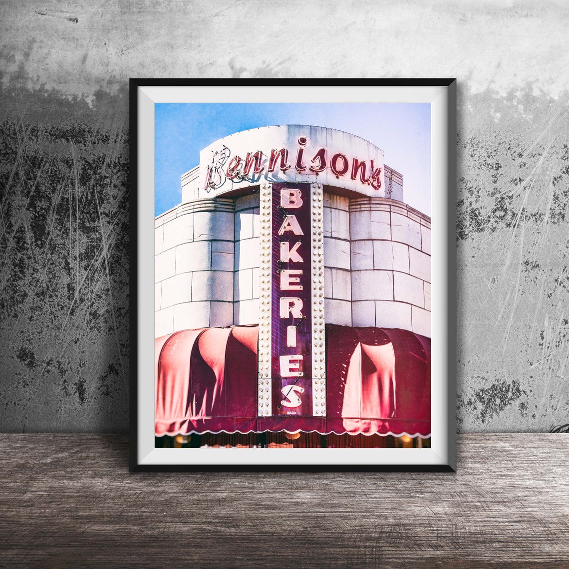 Bennison's Bakeries Art Deco Building Sign Red Awning Photo Poster