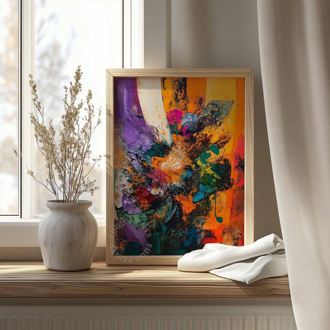 Abstract Floral Print, Colorful Expressionist Art - Image 4