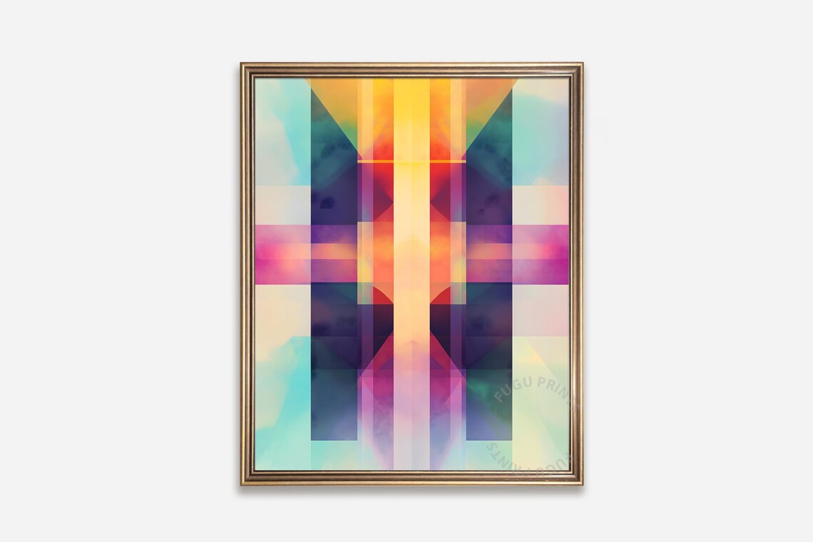 Pastel Geometric Art, Modern Abstract Decor