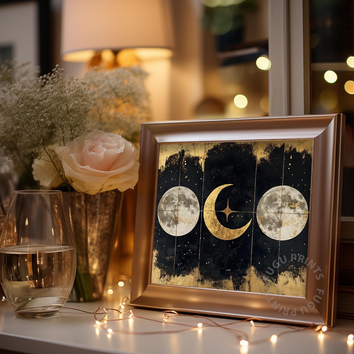 Moon Phases Art, Gold Celestial Astrology Decor - Image 3