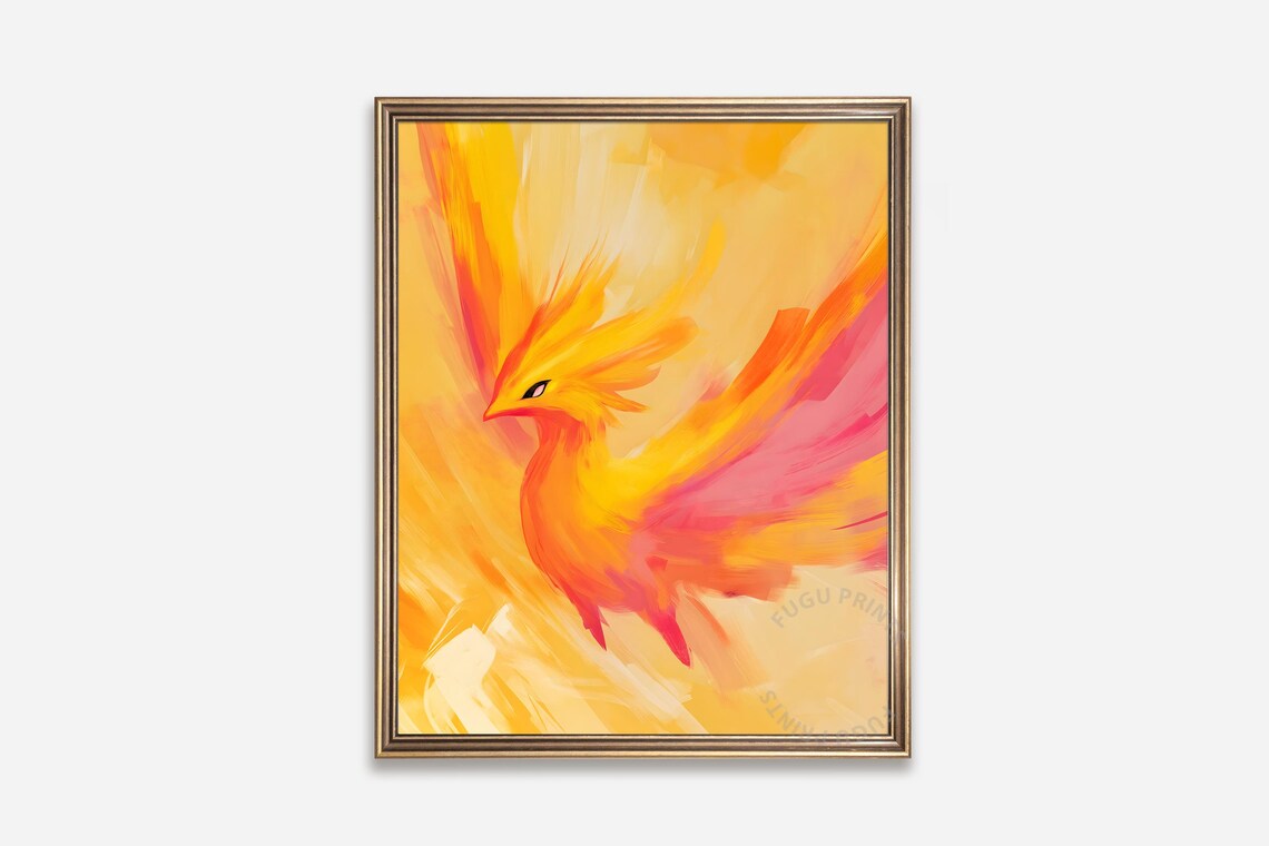 Phoenix Abstract Art, Boho Fantasy Bird Art