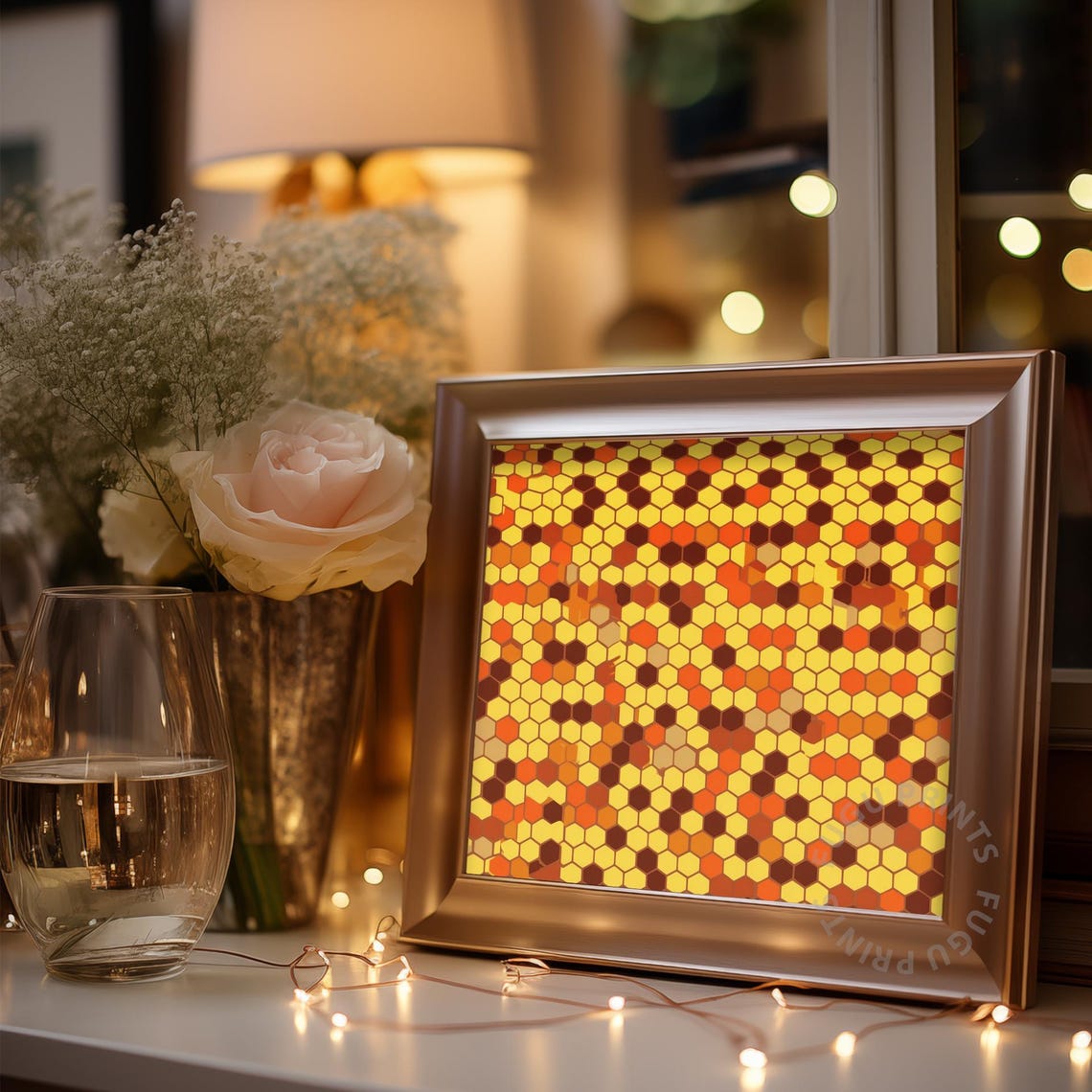 Honeycomb Print, Geometric Wall Art - Image 3