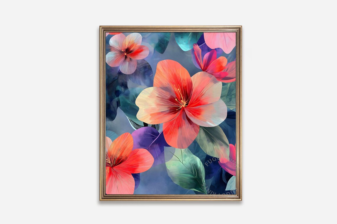 Abstract Floral Print, Modern Botanical Decor