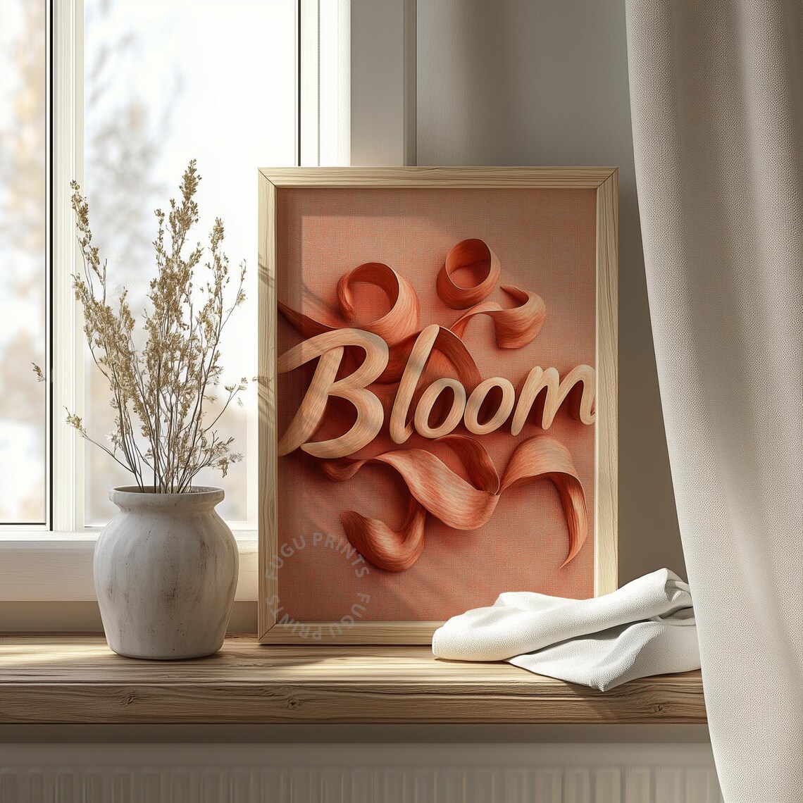 Bloom Coral Peach Modern Typography Art Print - Image 4
