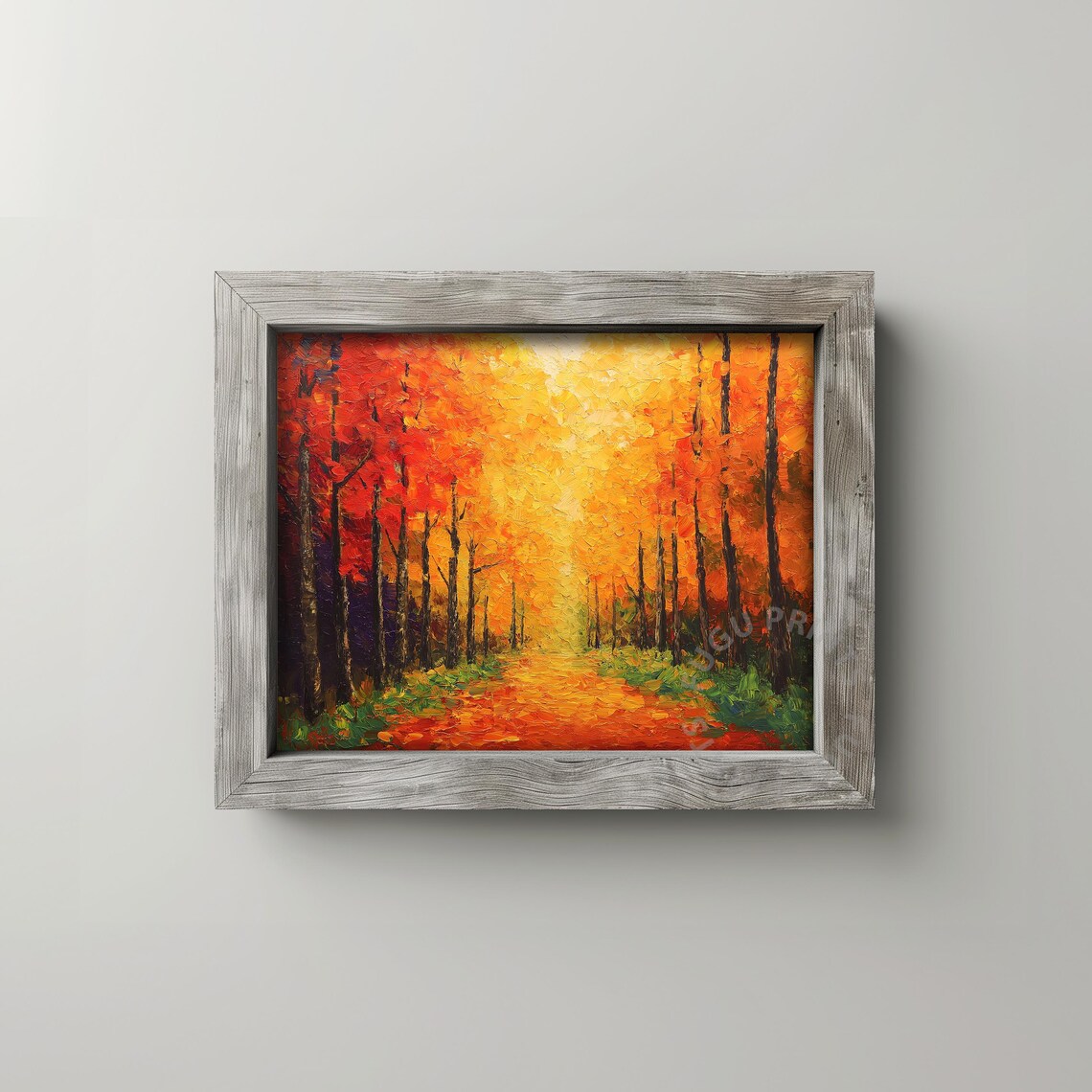 Autumn Forest Art Print, Impasto Style Rustic Decor - Image 2