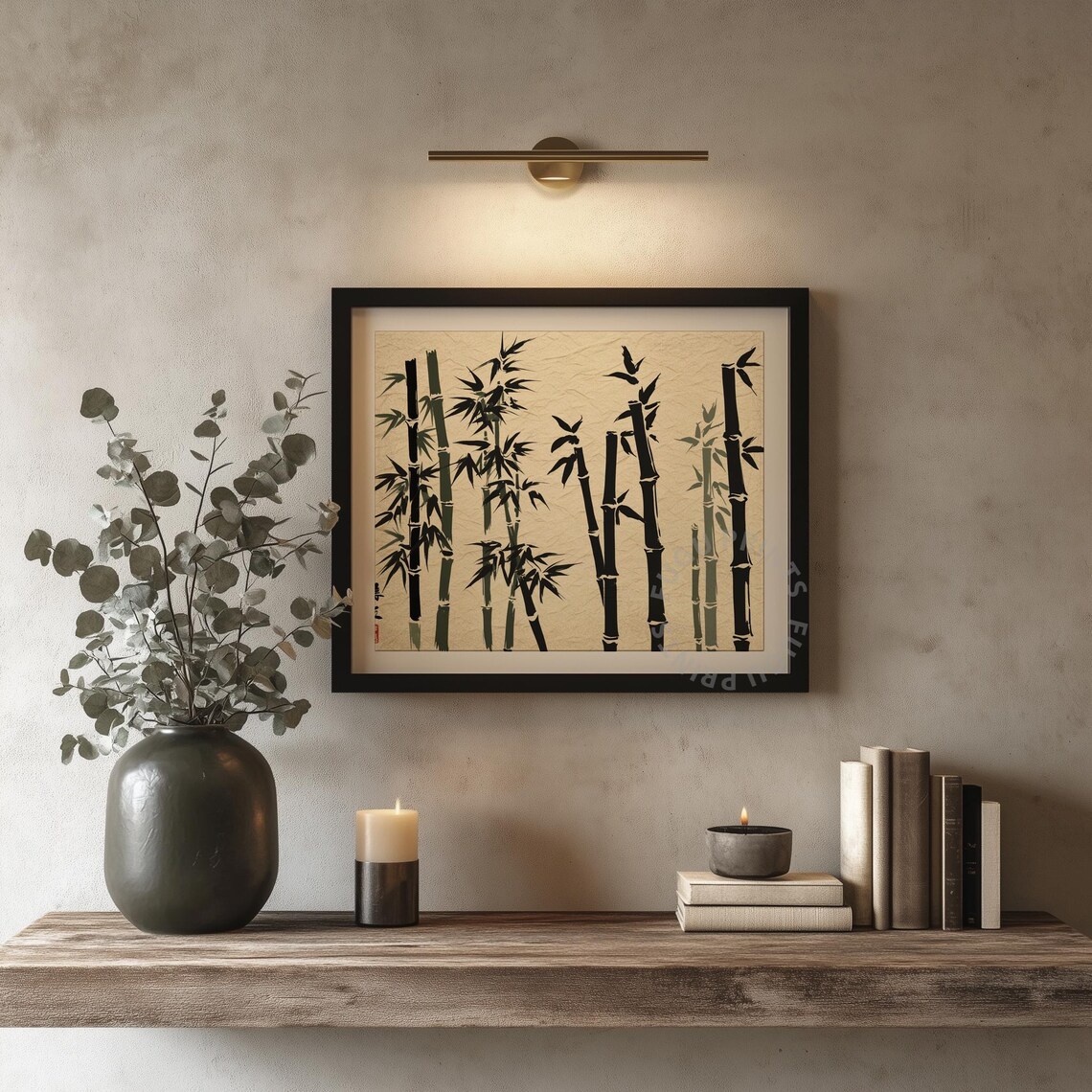 Bamboo Art Ink Painting, Minimalist Asian Decor - Image 4