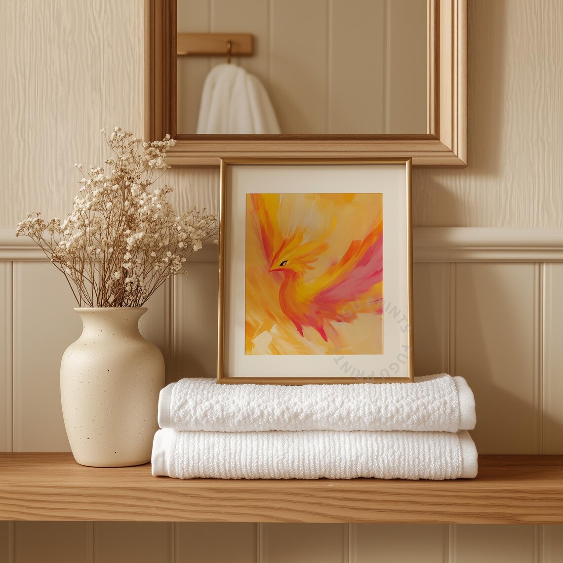 Phoenix Abstract Art, Boho Fantasy Bird Art - Image 3