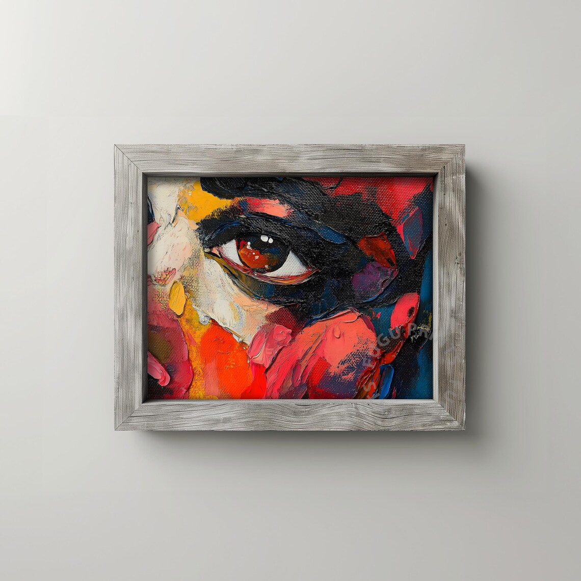 Abstract Eye Expressionist Impasto Art Red Black Wall Art 12 - Image 2