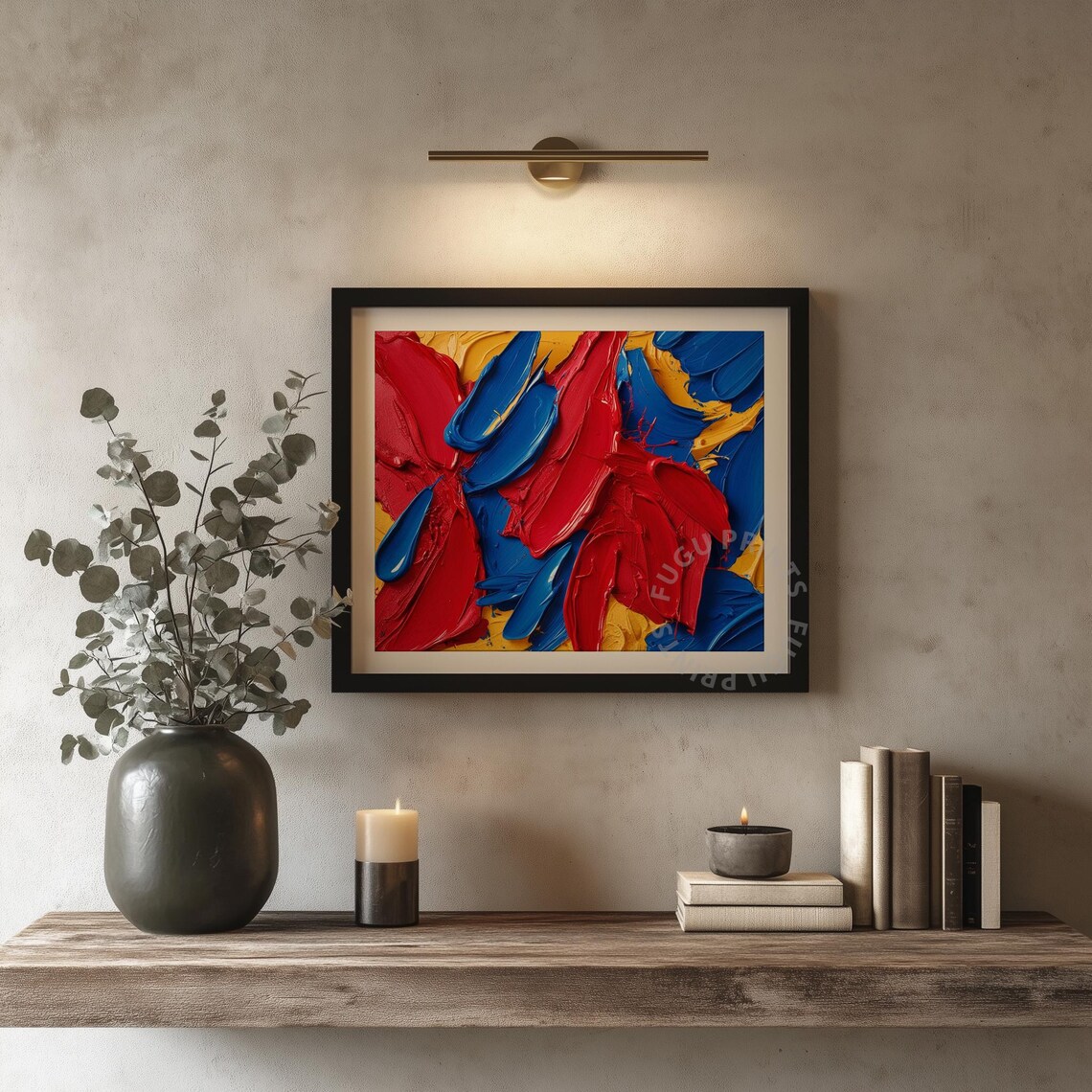 Abstract Art, Bold Primary Colors Modern Expressionist Painting - Image 4