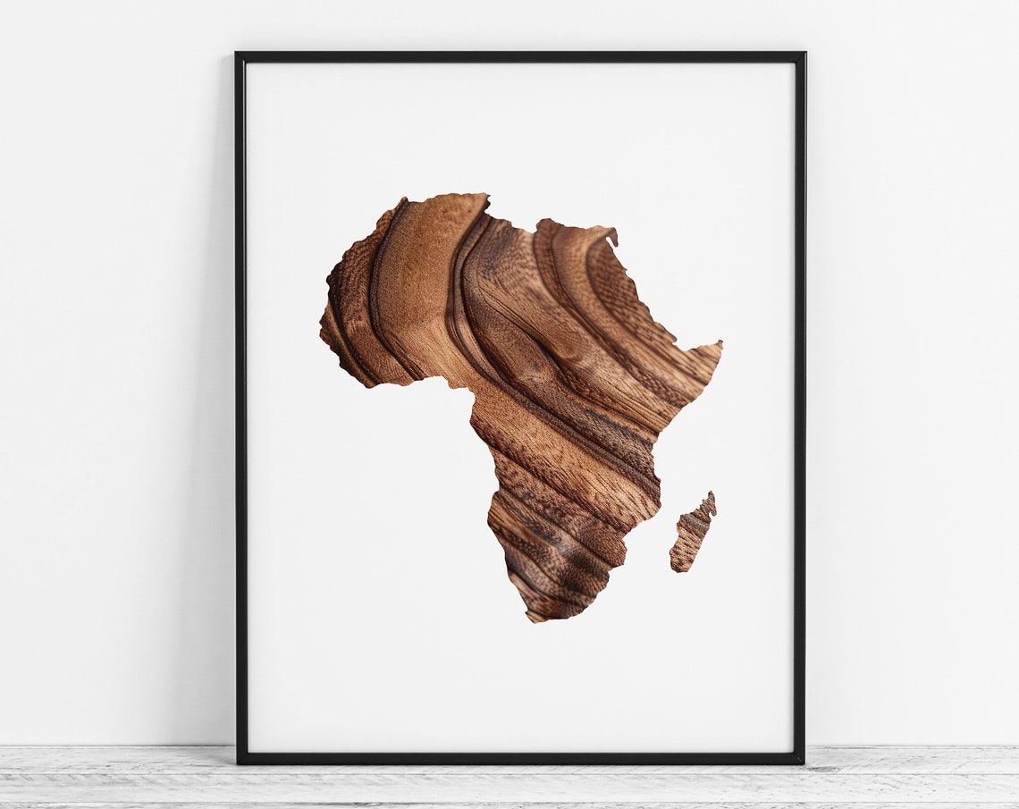 Map Of Africa W Wood Grain Overlay Art Print Wall African Decor