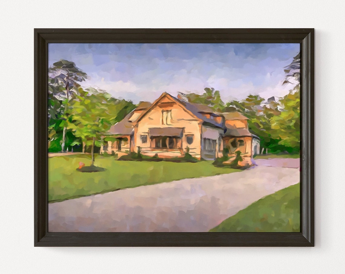 Custom House Portrait Personalized Home Oil Painting Ideal Housewarming Realtor Closing Gift Unframed - Image 3