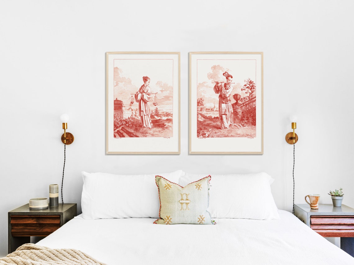 Chinoiserie Woman Playing Flute, Vintage Art Print - Image 2
