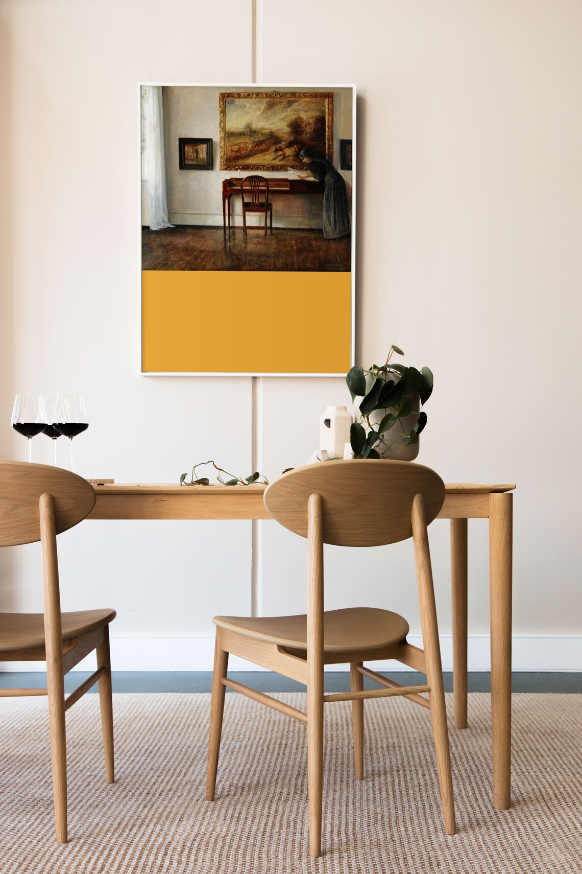 Woman Reading at a Desk in a Moody Vintage Interior Art Poster - Image 2
