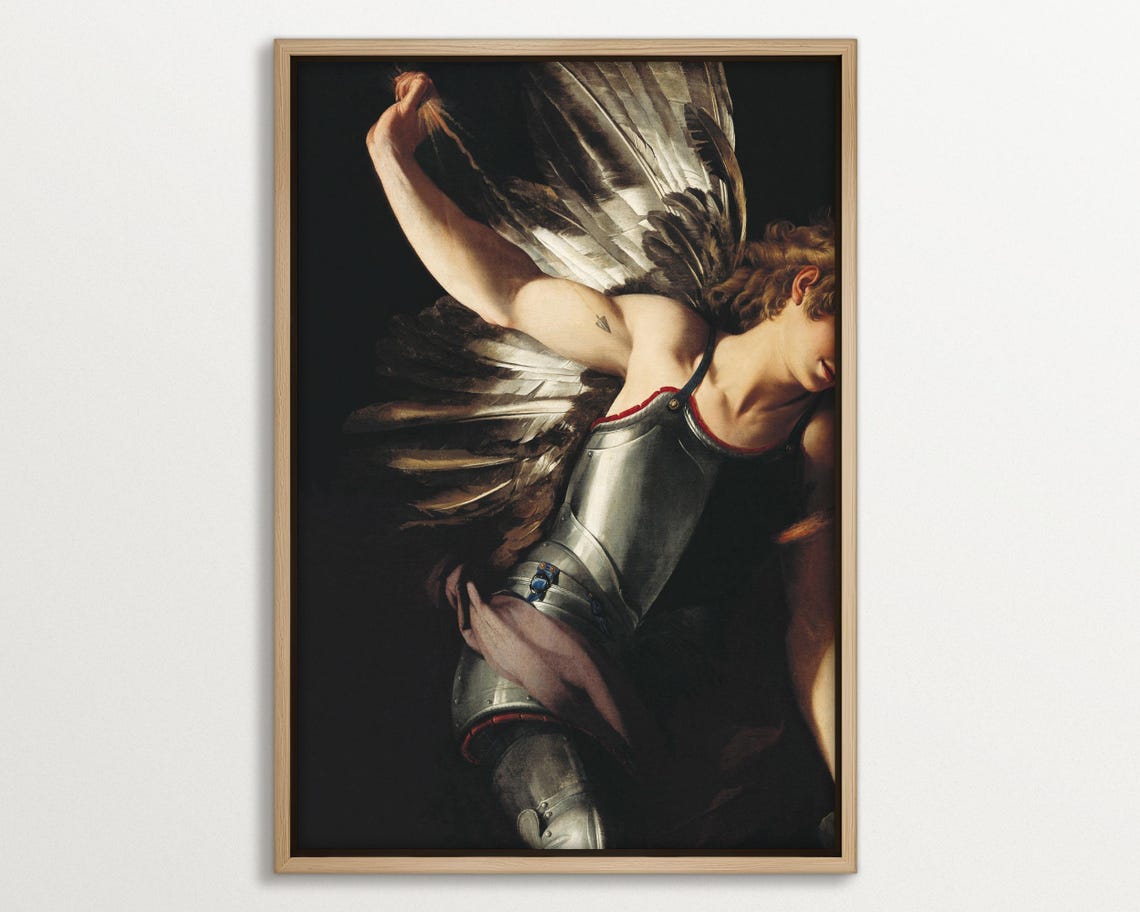 Dark Academia Wall Art Large Baroque Painting Print Framed Moody