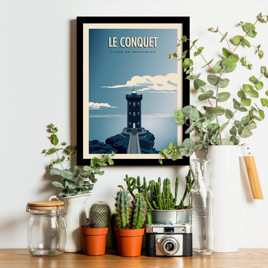 Le Conquet Kermorvan Lighthouse On Rocky Coast Travel Poster - Image 3