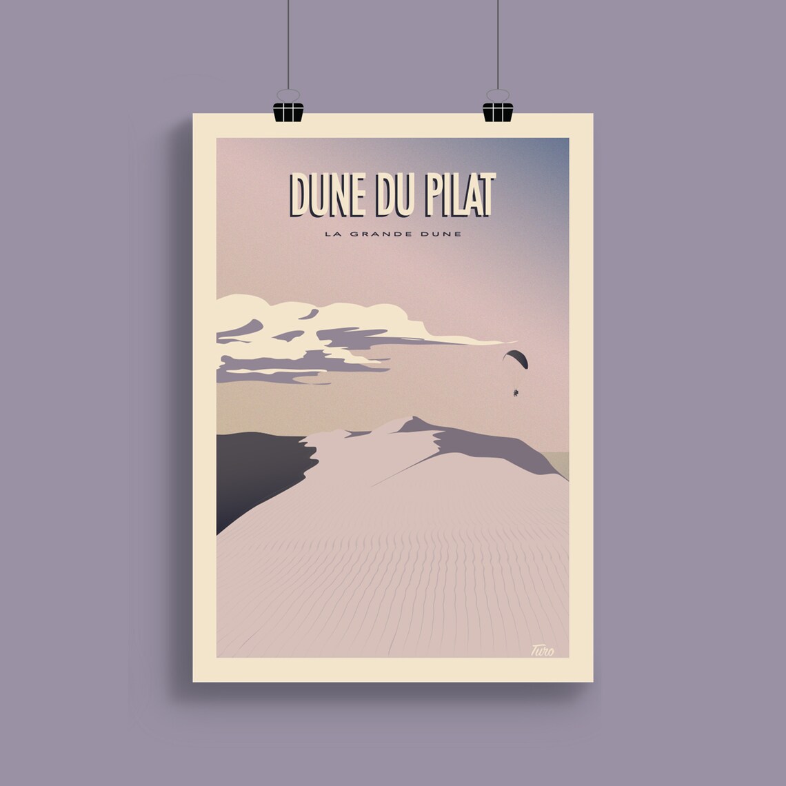 Dune du Pilat Great Sand Dune Paraglider France Vintage Travel Poster - Image 2