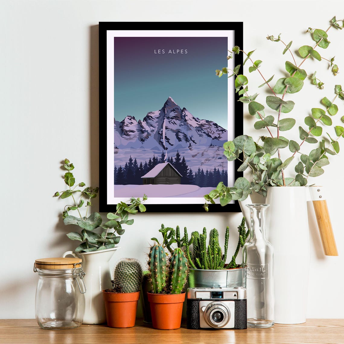 The Alps Travel Poster Ski Chairlift Travel Poster Vintage Poster Mountains Winter Sports - Image 3