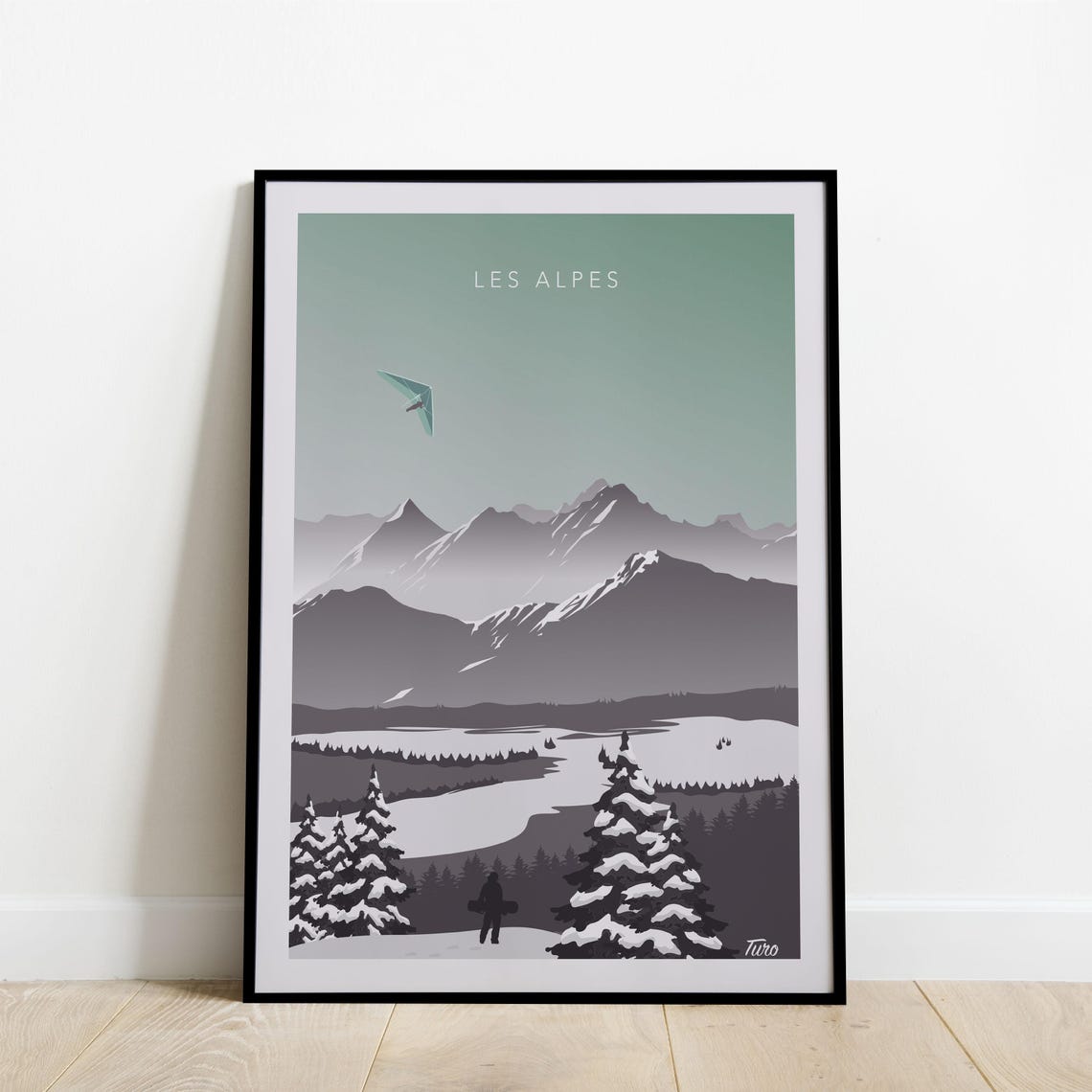 The Alps Travel Poster Ski Chairlift Travel Poster Vintage Poster Mountains Winter Sports