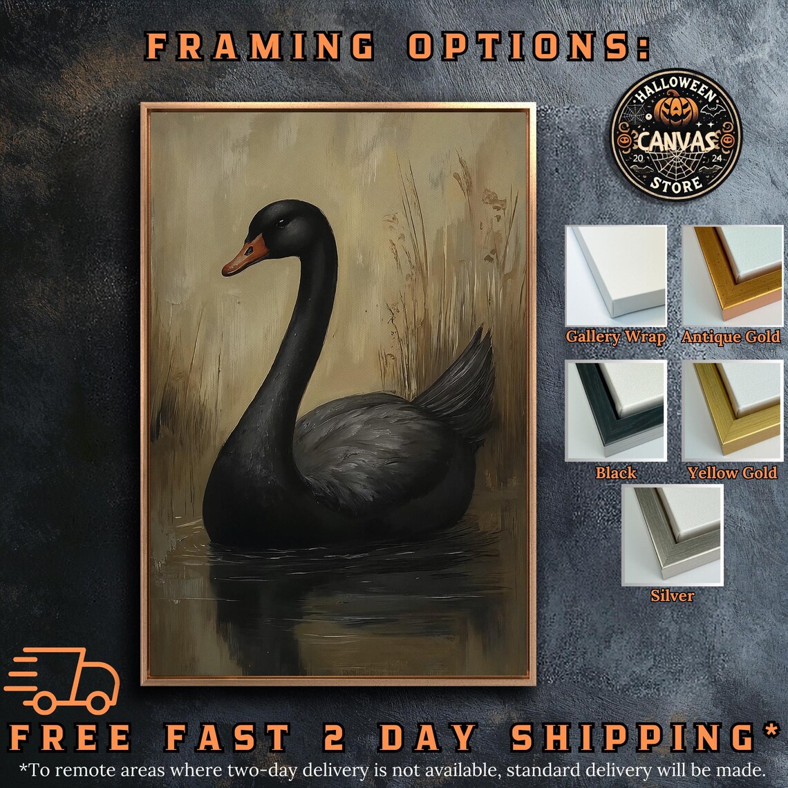 Black Swan Graceful Profile Golden Marsh Water Wildlife Art Poster - Image 5