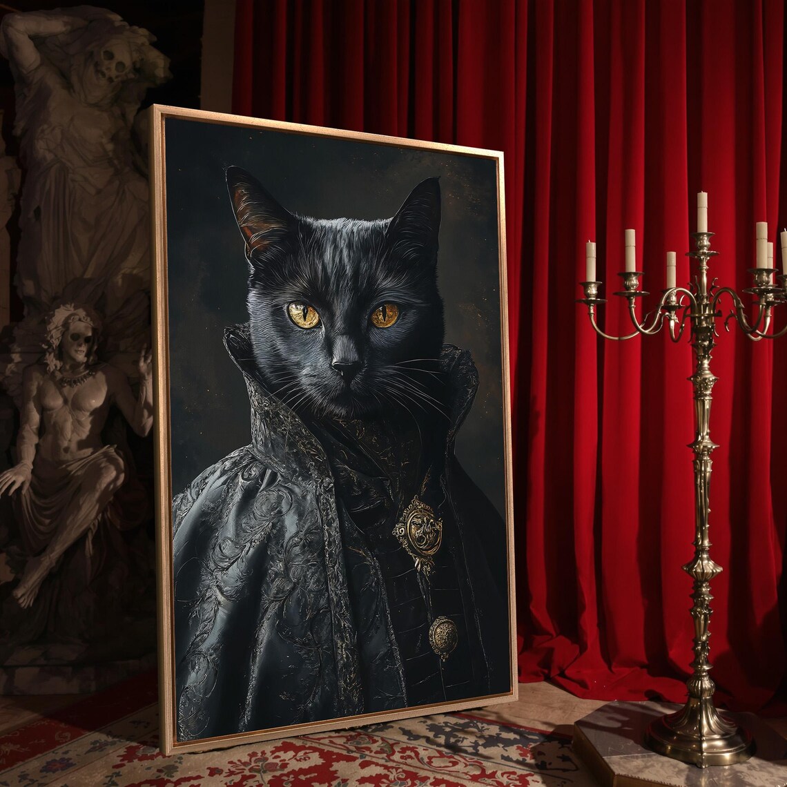 Victorian Black Cat Art Print, Gothic Dark Academia - Image 4