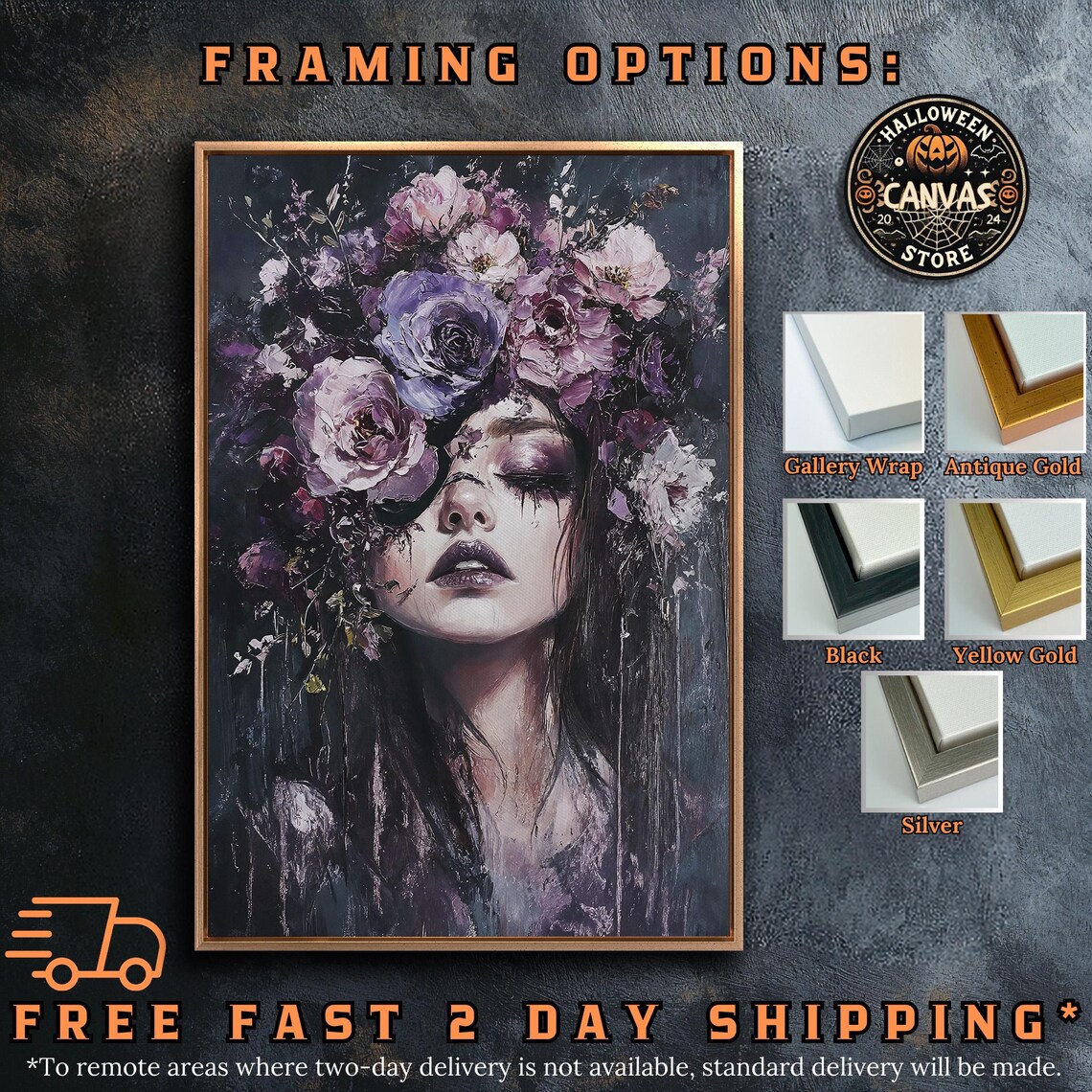 Girl With Purple Flowers, Gothic Dark Academia Art Print - Image 5