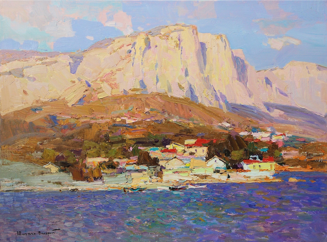 Impressionist Seascape With Mountains And Villages - Image 3