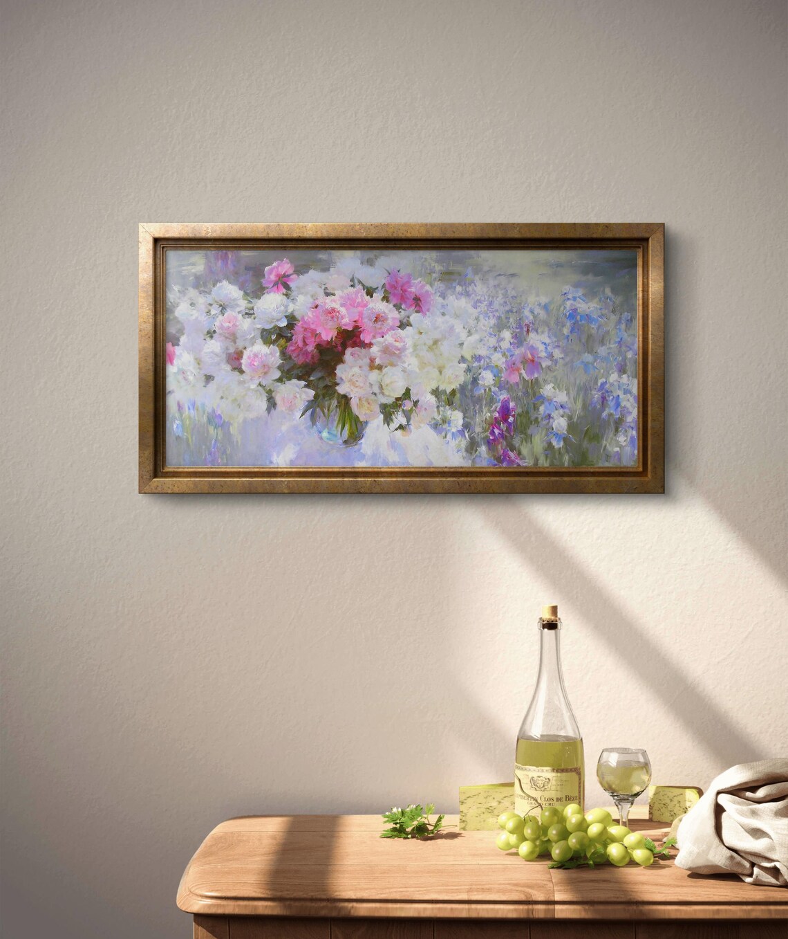 Romantic Spring Peonies And Irises Impressionist Art Print - Image 2