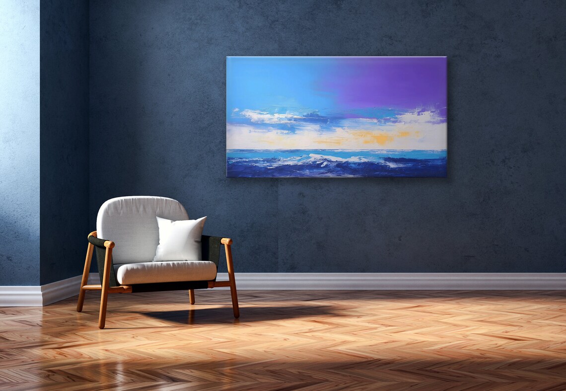 Sea View Serenity Abstract Landscape Painting - Image 2