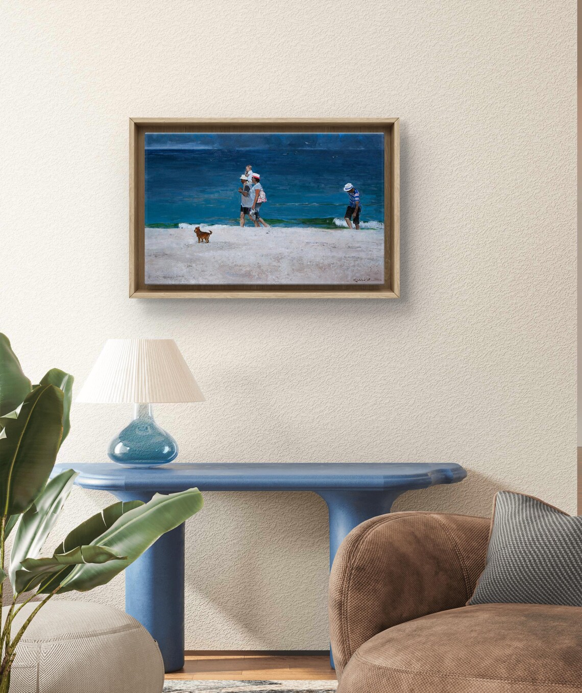 Family Walk on the Beach, Coastal Seaside Scene - Image 2