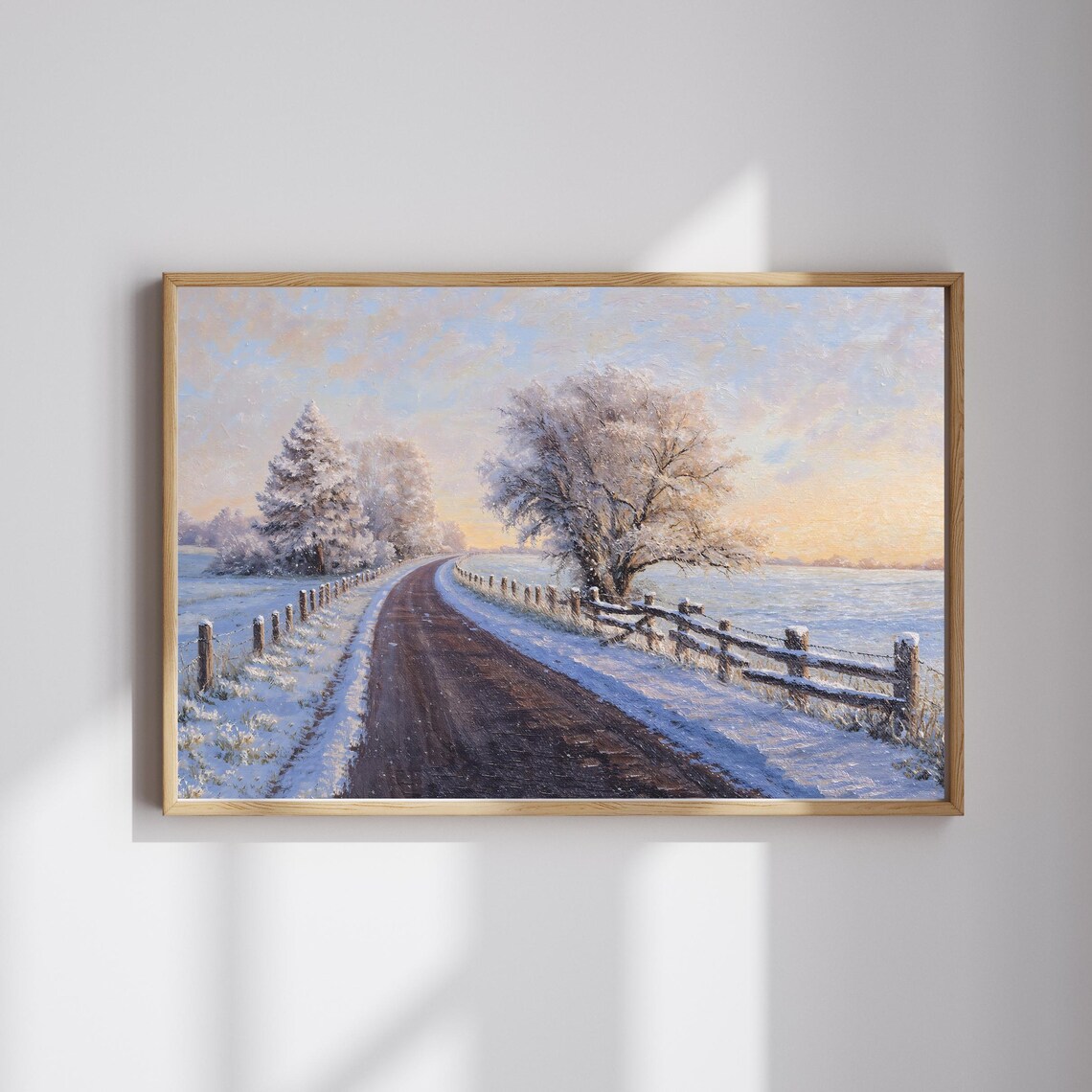 Winter Wonderland Snowy Road Christmas Forest Art Print