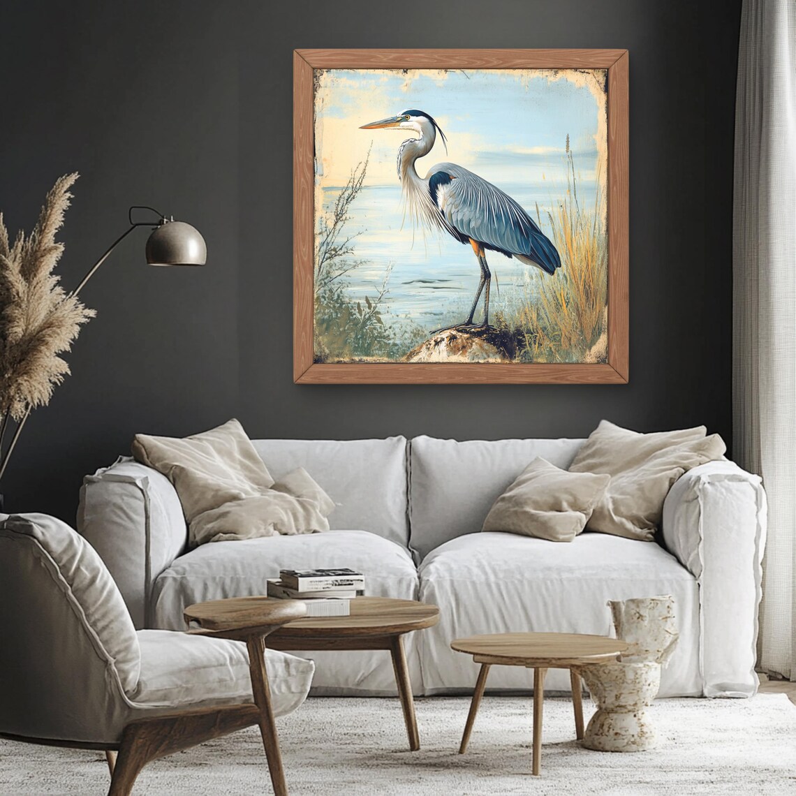 Blue Heron Vintage Style Art Print, Art Nouveau - Image 5