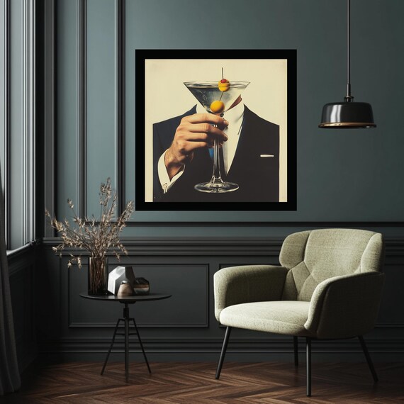 Elegant Cocktail Vintage Bar Artwork, Gift For Cocktail Lovers