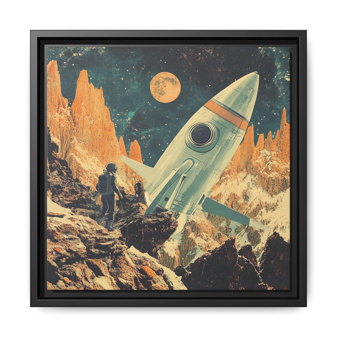 Retro Space Theme Rocket, Futuristic Sci-Fi Poster - Image 5